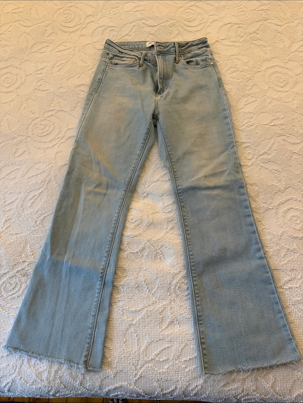 Just Black Light Blue Flare Jeans - Raw Hem